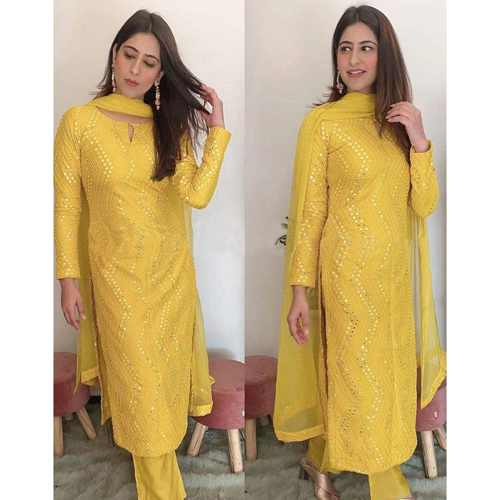 Yellow Salwar Suit In Georgette with Heavy Embroidery Work