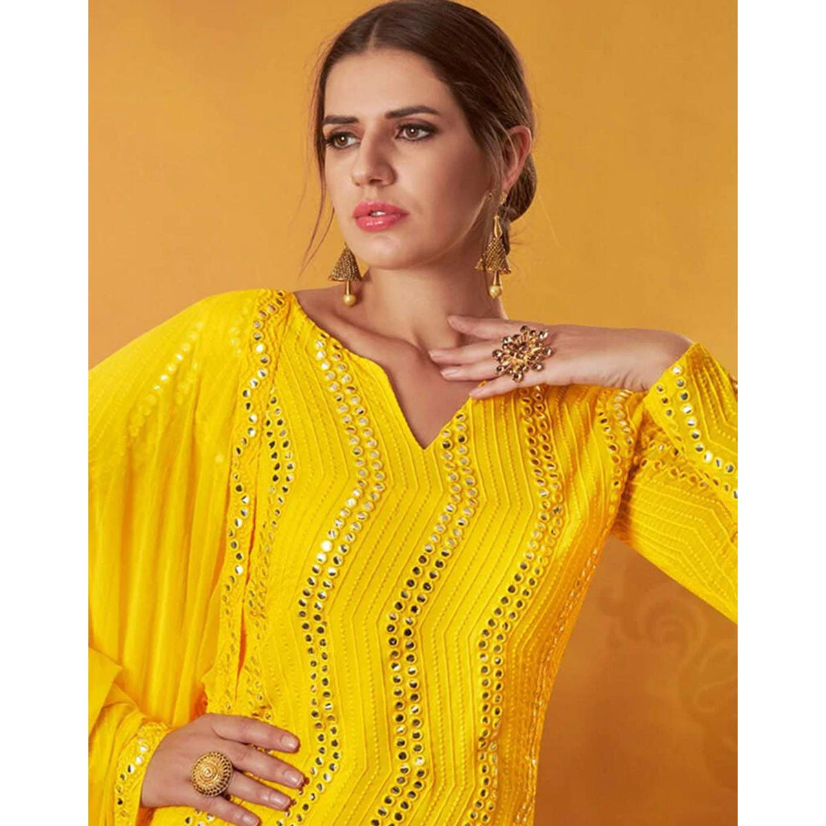 Yellow Salwar Suit In Georgette with Heavy Embroidery Work