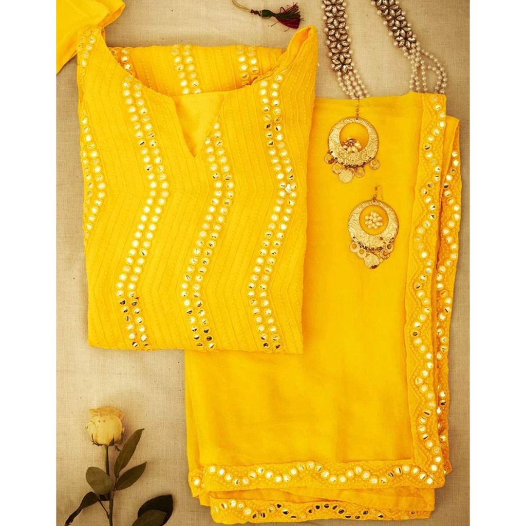 Yellow Salwar Suit In Georgette with Heavy Embroidery Work