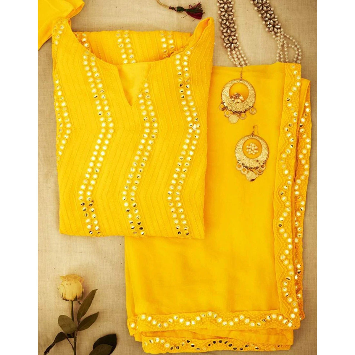 Yellow Salwar Suit In Georgette with Heavy Embroidery Work