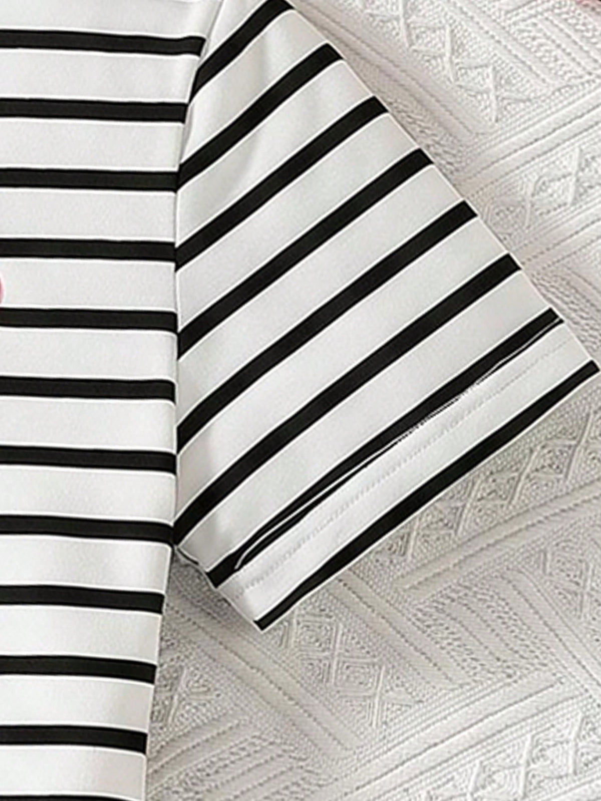 Girls Black & White Striped Ribbed Bodycon Dress