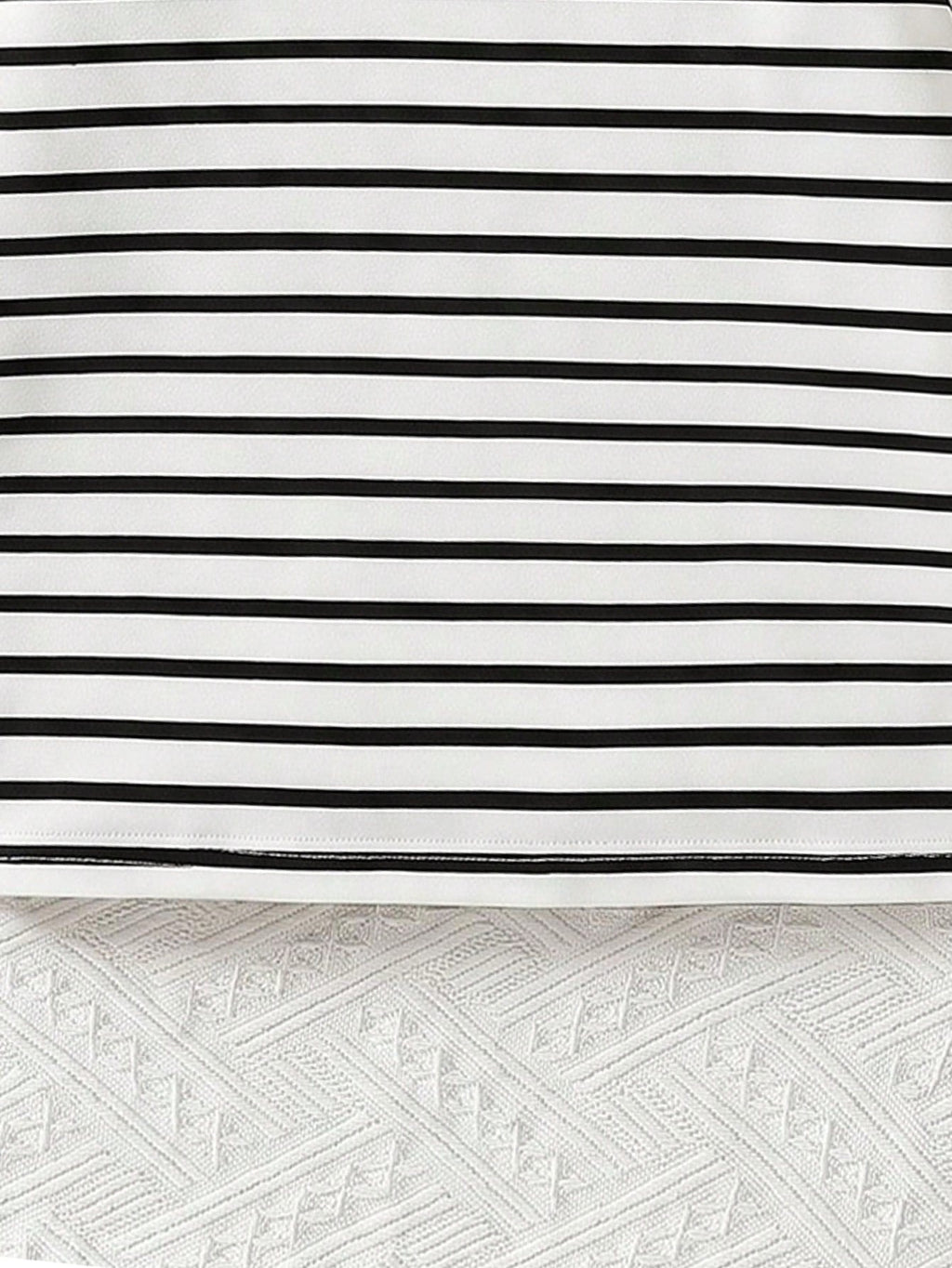 Girls Black & White Striped Ribbed Bodycon Dress