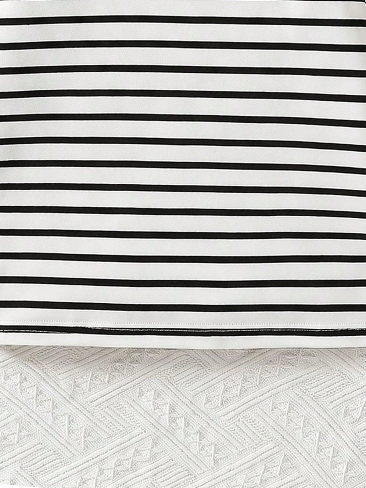 Girls Black & White Striped Ribbed Bodycon Dress
