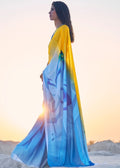 Maya Blue Digital Printed Crepe Silk Saree
