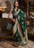 Sacramento Green Woven Khaddi Georgette Silk Saree