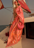 Orange & Pink Two Tone Designer Satin Silk Saree