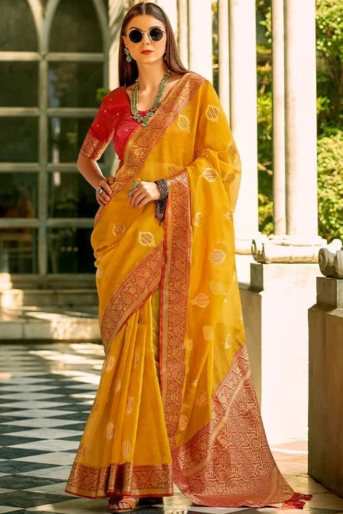 Buy New Beautiful Collection For Woven Saree With Unstitched Blouse Piece