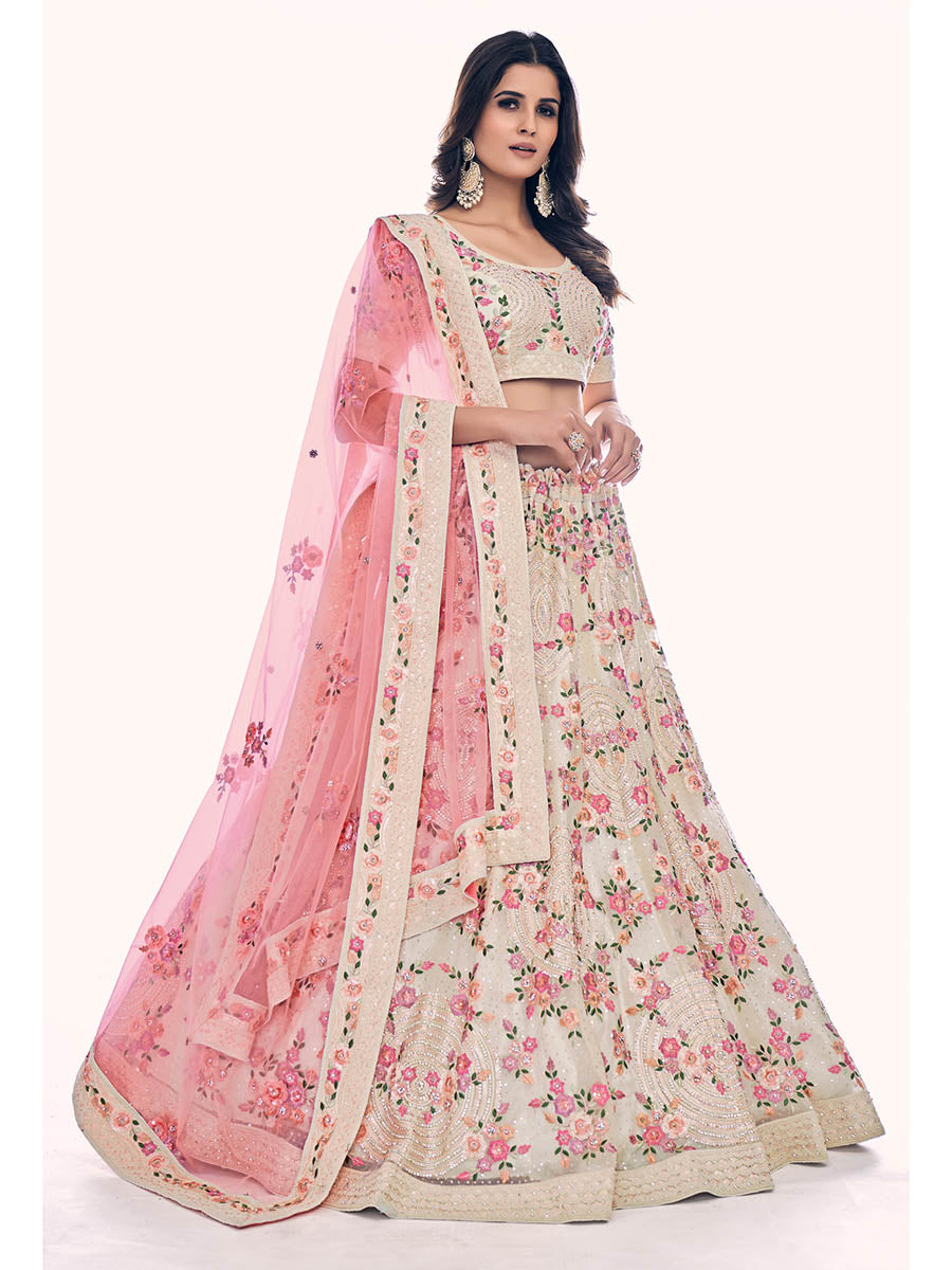White Soft Net Embroidered Designer Lehenga Choli