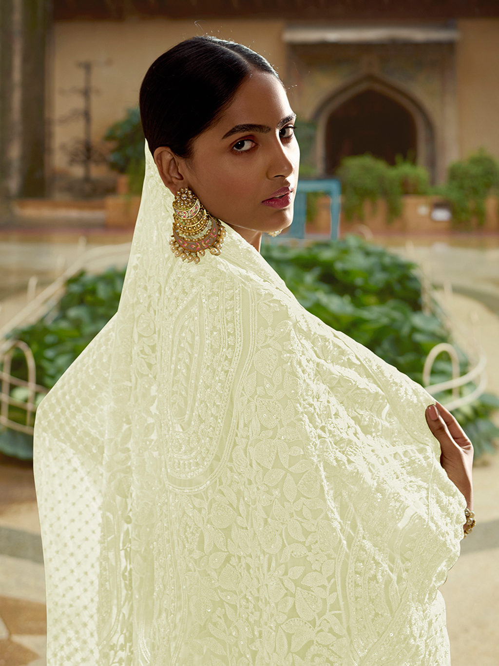 Apricot Soft Net Saree With Unstitched Blouse