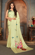 Pastel Green color Satin digital print Saree