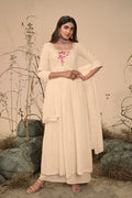Georgette Embroidered Work Kurta Palazzo Dupatta Set