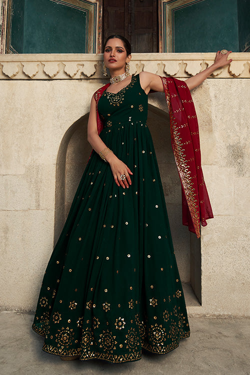 Georgette Thread & Sequence Embroidered Work Gown