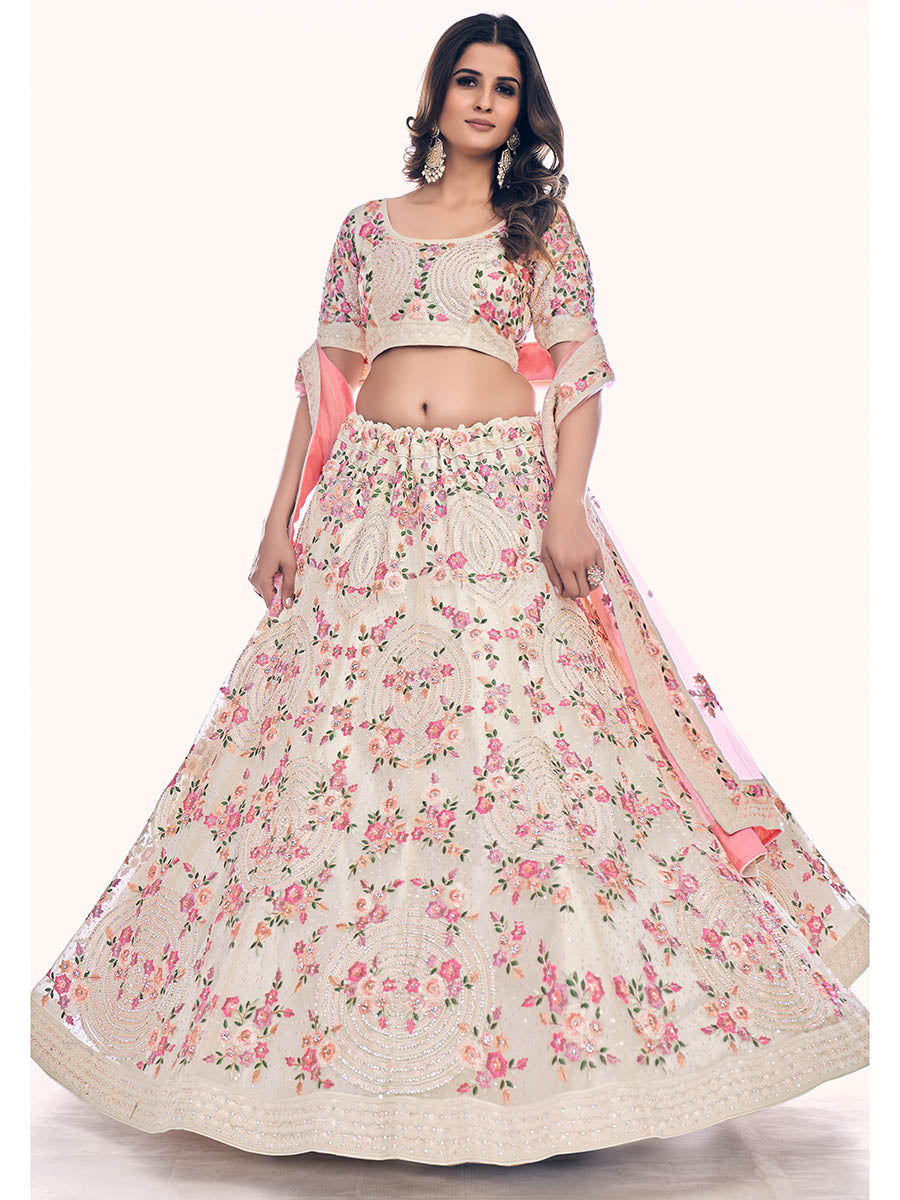 White Soft Net Embroidered Designer Lehenga Choli