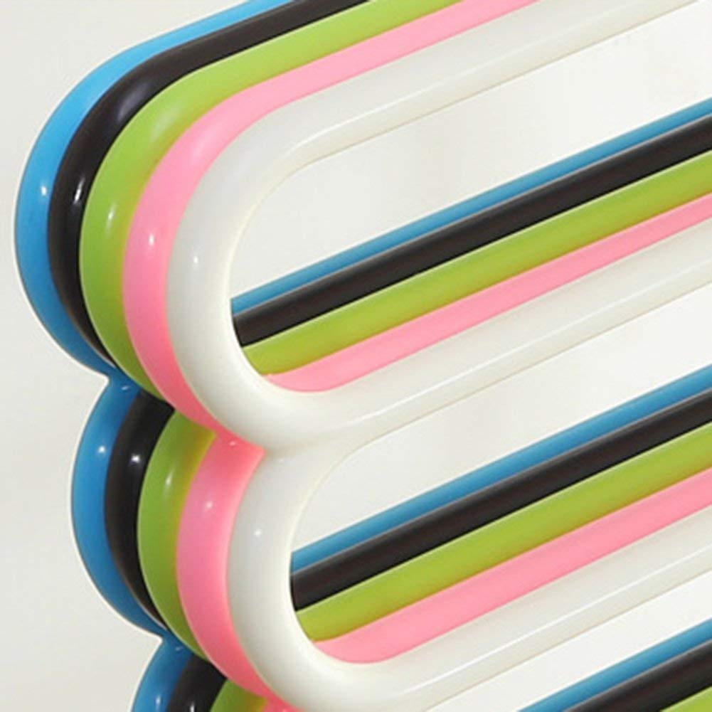 5-Pack Multi-Layer Plastic Clothes Hangers | Space-Saving Multi-Purpose Closet Organizer for Pants, Shirts, Towels – Assorted Colours