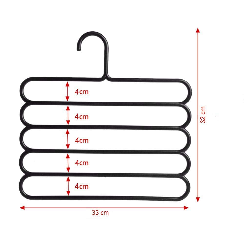 5-Pack Multi-Layer Plastic Clothes Hangers | Space-Saving Multi-Purpose Closet Organizer for Pants, Shirts, Towels – Assorted Colours