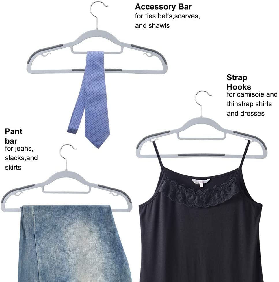 10-Piece Heavy Duty Grey Plastic Clothes Hangers | Non-Slip & Space-Saving | For Wet & Dry Clothes
