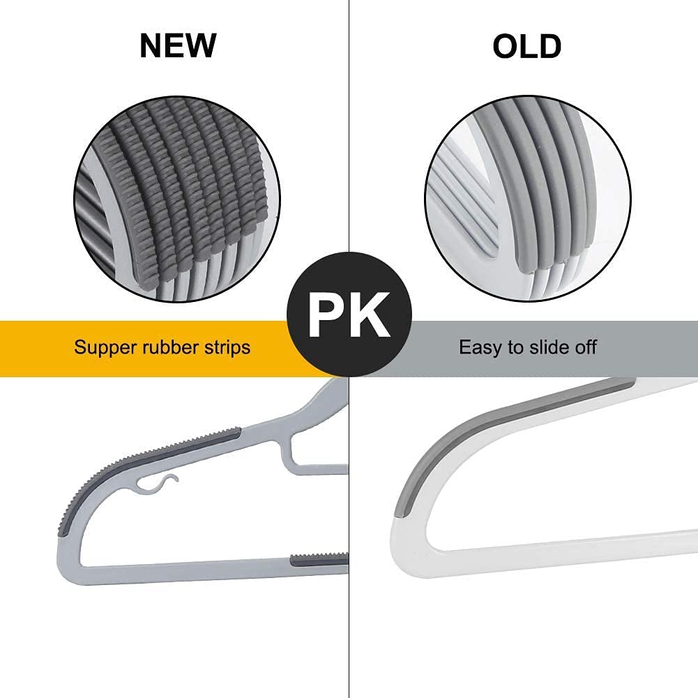 15-Piece Heavy Duty Grey Plastic Clothes Hangers | Non-Slip & Space-Saving | For Wet & Dry Clothes