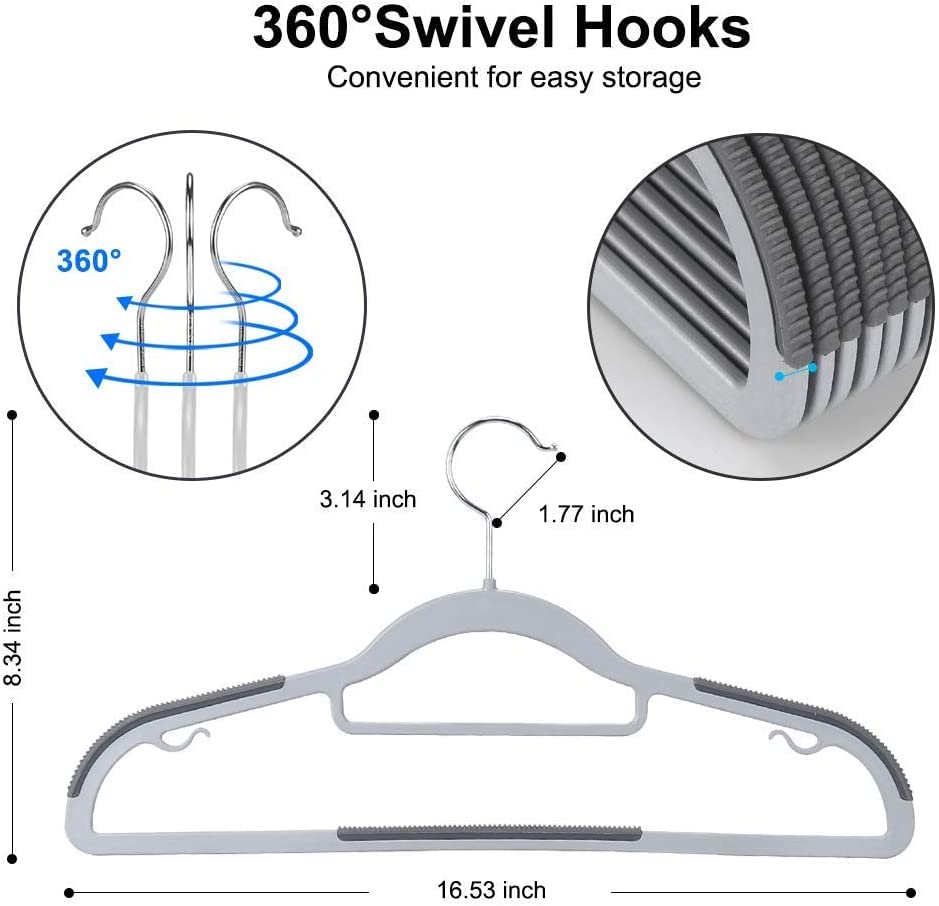 15-Piece Heavy Duty Grey Plastic Clothes Hangers | Non-Slip & Space-Saving | For Wet & Dry Clothes