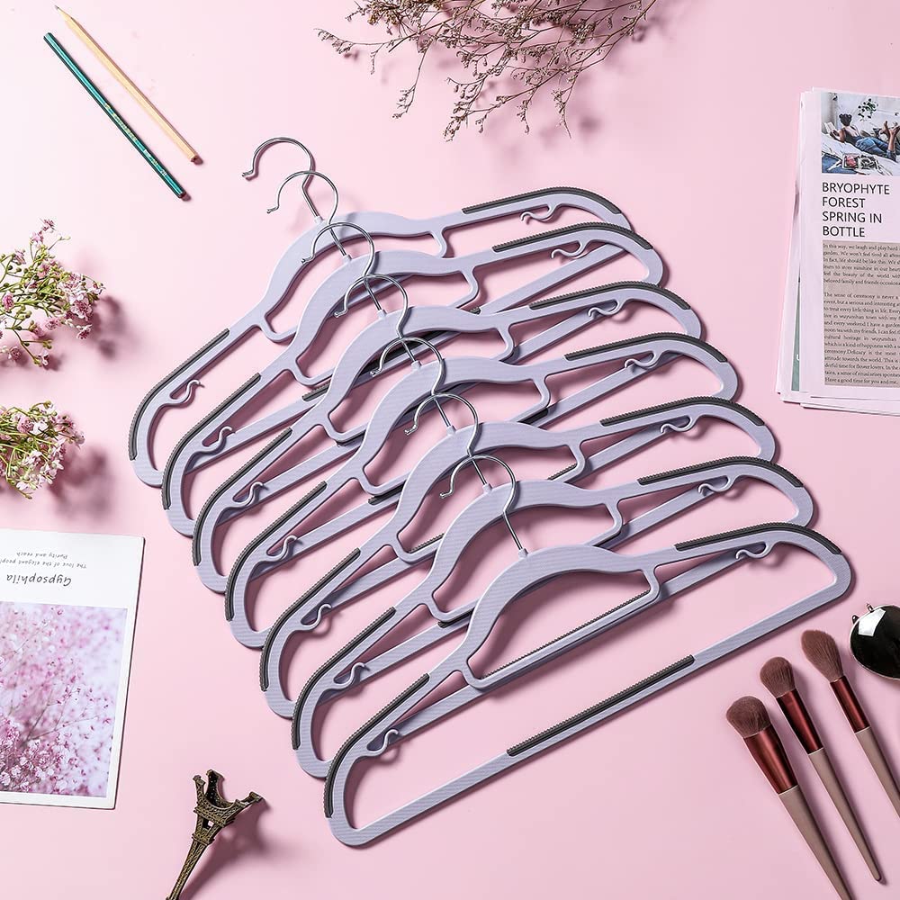 5-Piece Heavy Duty Grey Plastic Clothes Hangers | Non-Slip & Space-Saving | For Wet & Dry Clothes