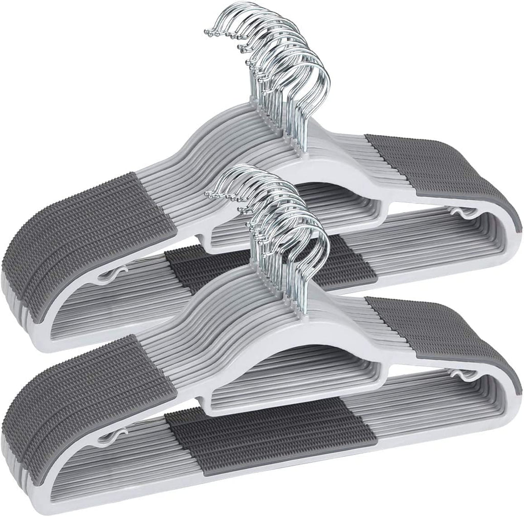 10-Piece Heavy Duty Grey Plastic Clothes Hangers | Non-Slip & Space-Saving | For Wet & Dry Clothes