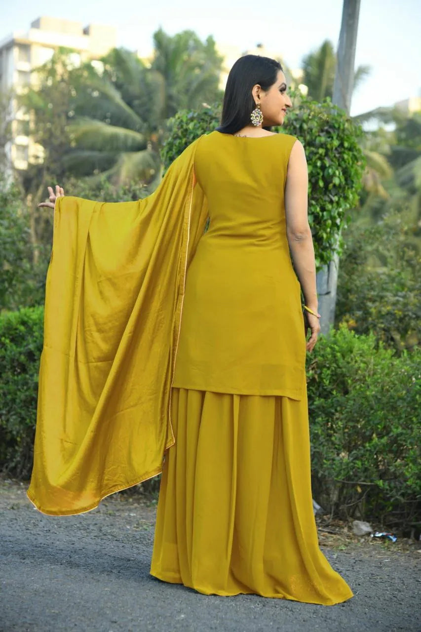 Women's Yellow Sharara Set for Party Wear