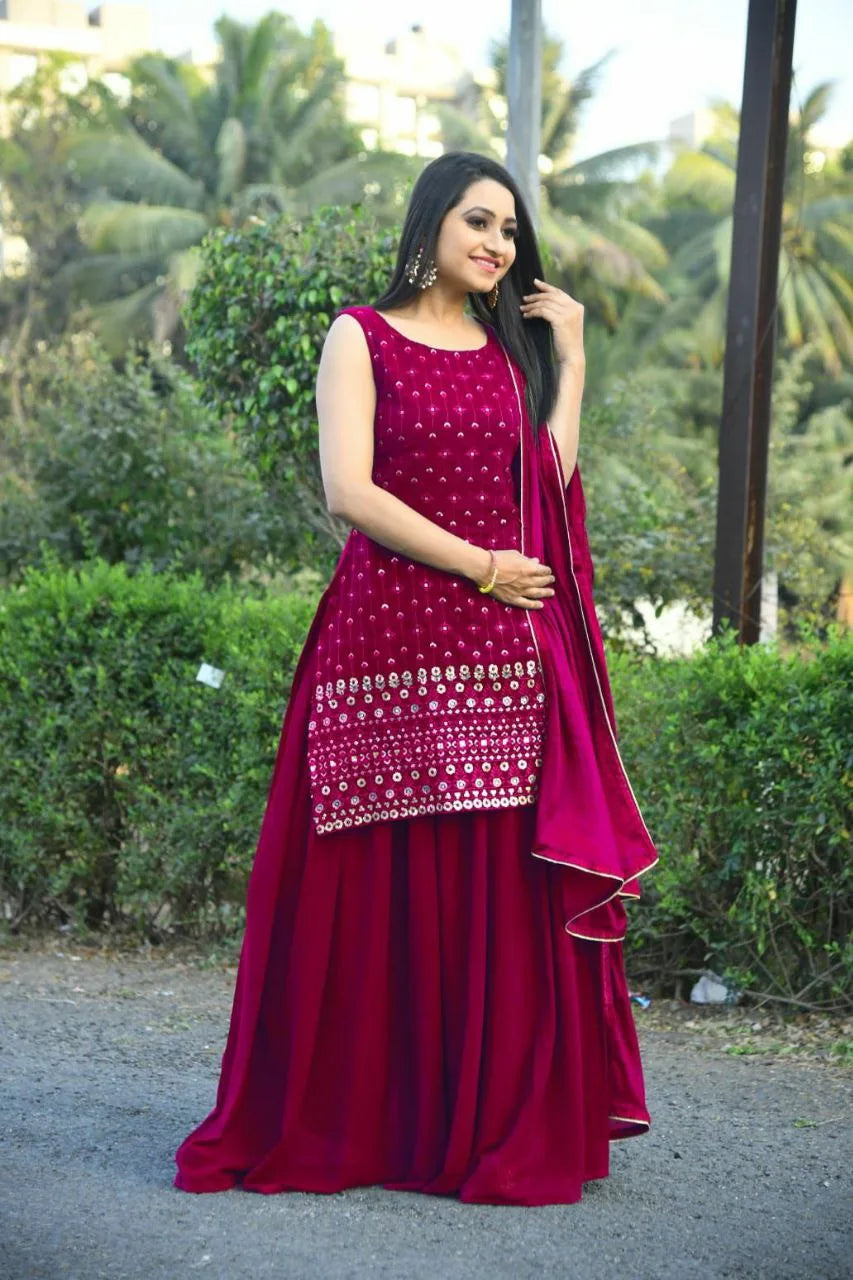Women's Rani Pink Sharara Set for Party Wear