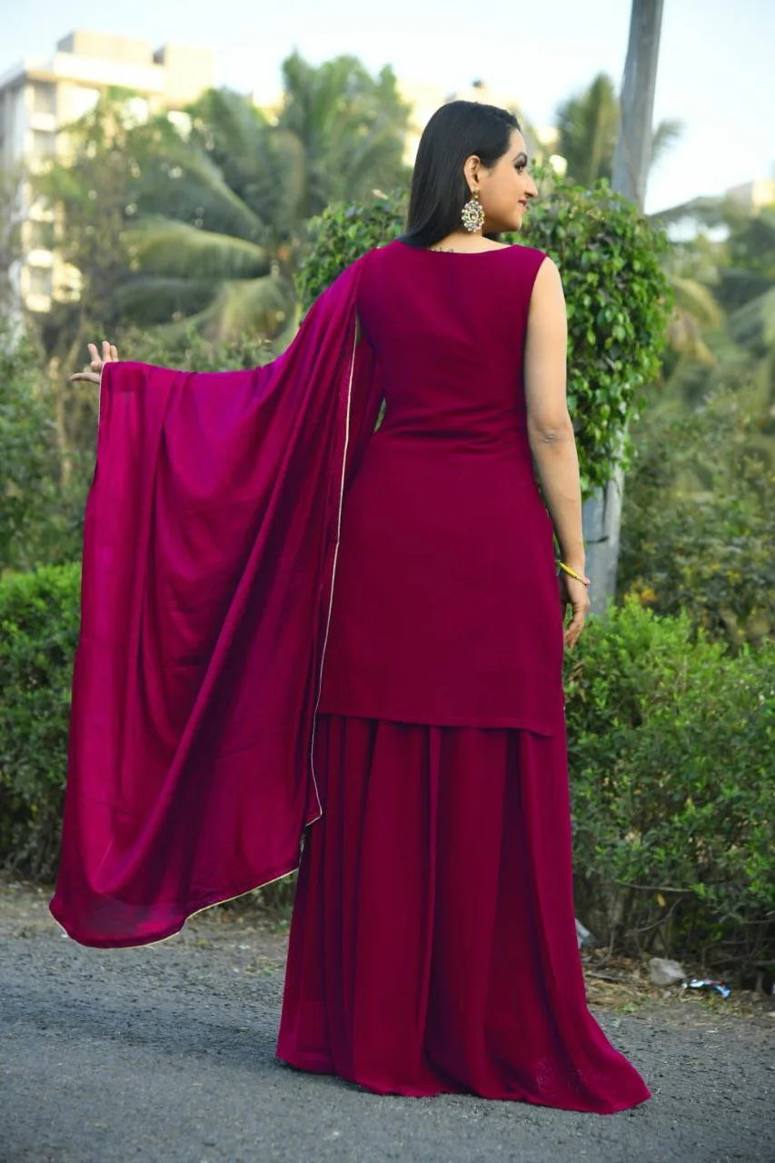 Women's Rani Pink Sharara Set for Party Wear