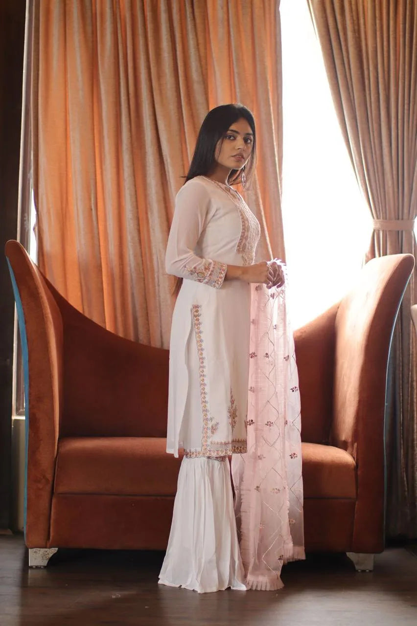Wedding White Sharara Ensemble