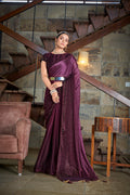 Party Wear Purple Color Diamond Work Double Tone Saree
