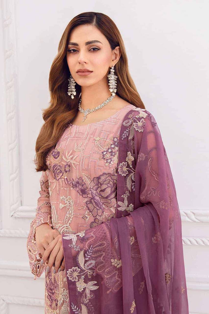 Salwar Suit Set in Light Pink with Intricate Heavy Embroidery