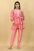 Designer Party Wear Set in Pink Top and Pants