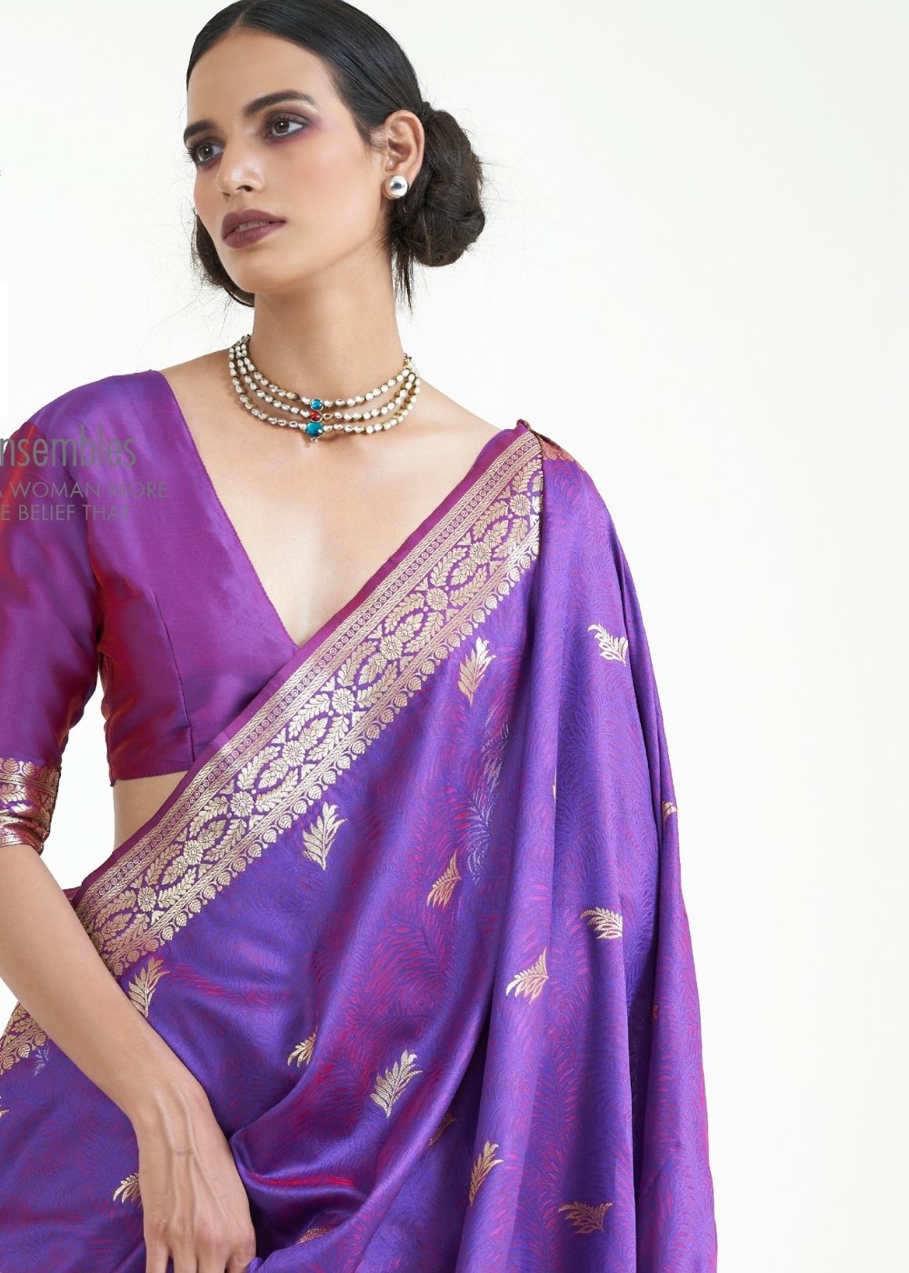 Grape Purple Woven Kanjivaram Silk Saree
