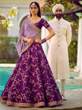 Marvelous Purple Color Bridalwear Embroidered Lehenga Choli