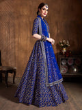Intricate Royal Blue Sequins Raw Silk Bridal Lehenga Choli