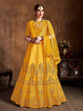 Preferable Yellow Sequins Art Silk Wedding Lehenga Choli