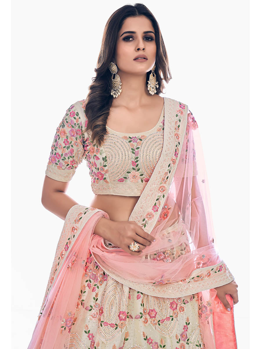 White Soft Net Embroidered Designer Lehenga Choli