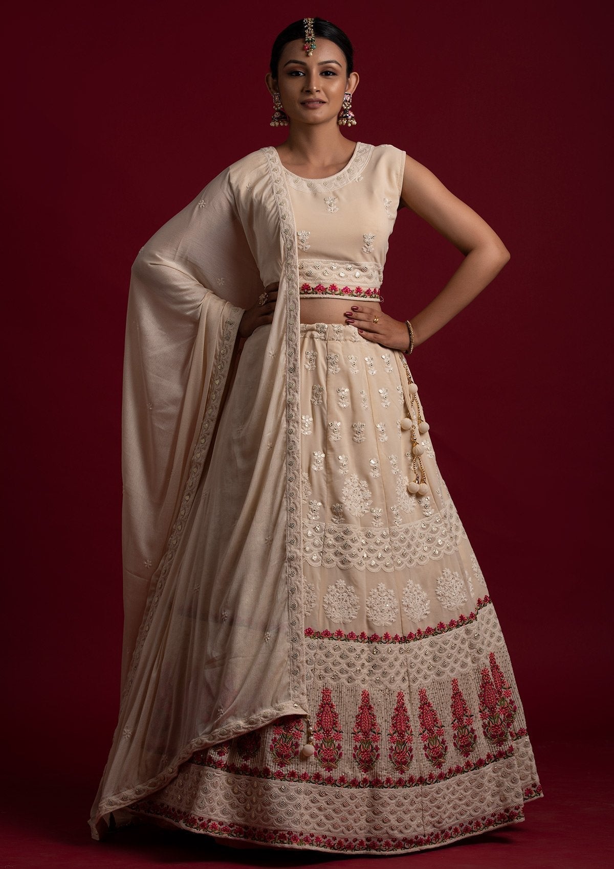 Off White  Georgette Designer Lehenga Choli