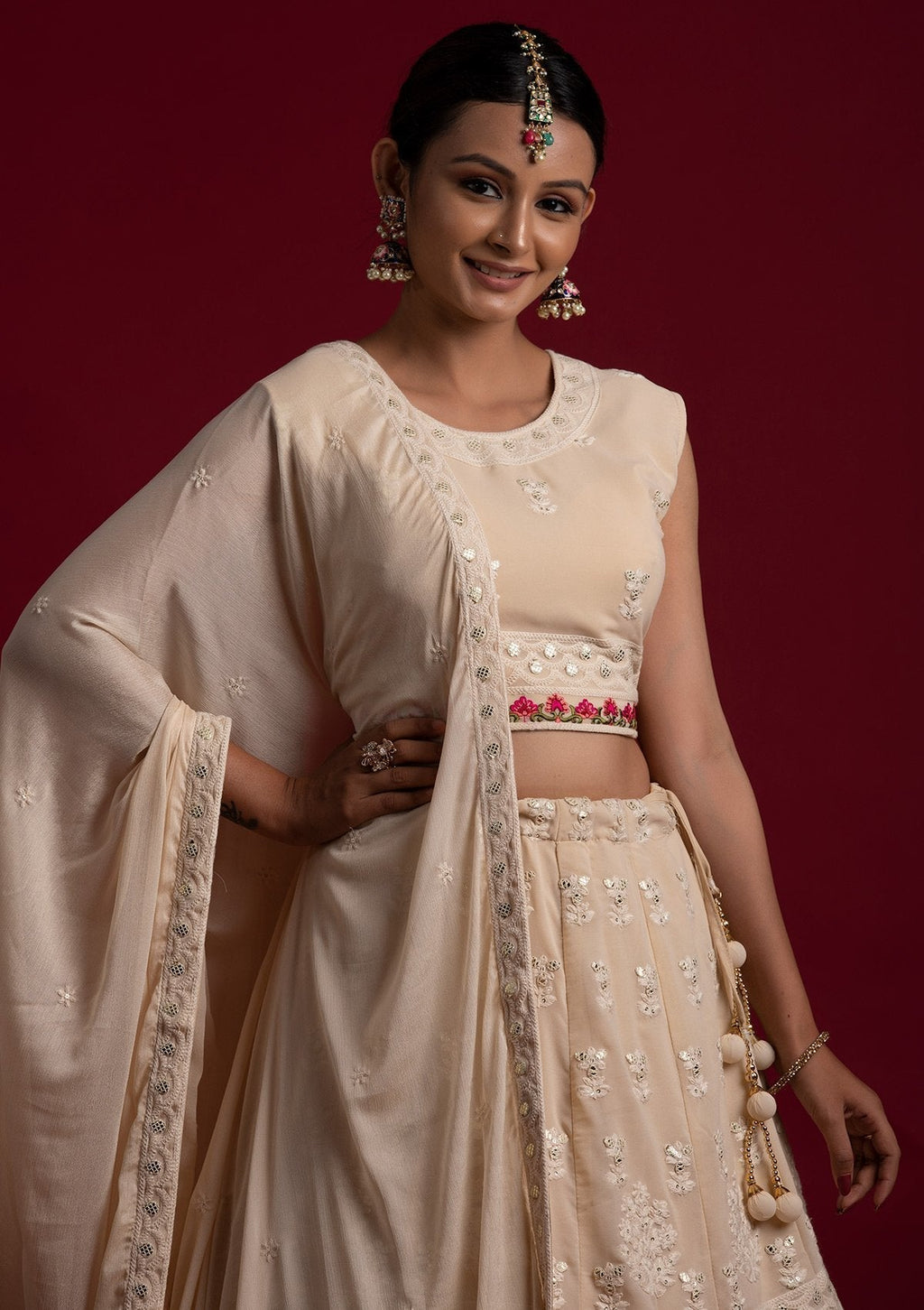 Off White  Georgette Designer Lehenga Choli