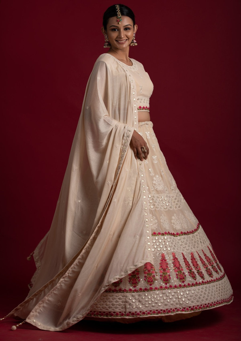 Off White  Georgette Designer Lehenga Choli