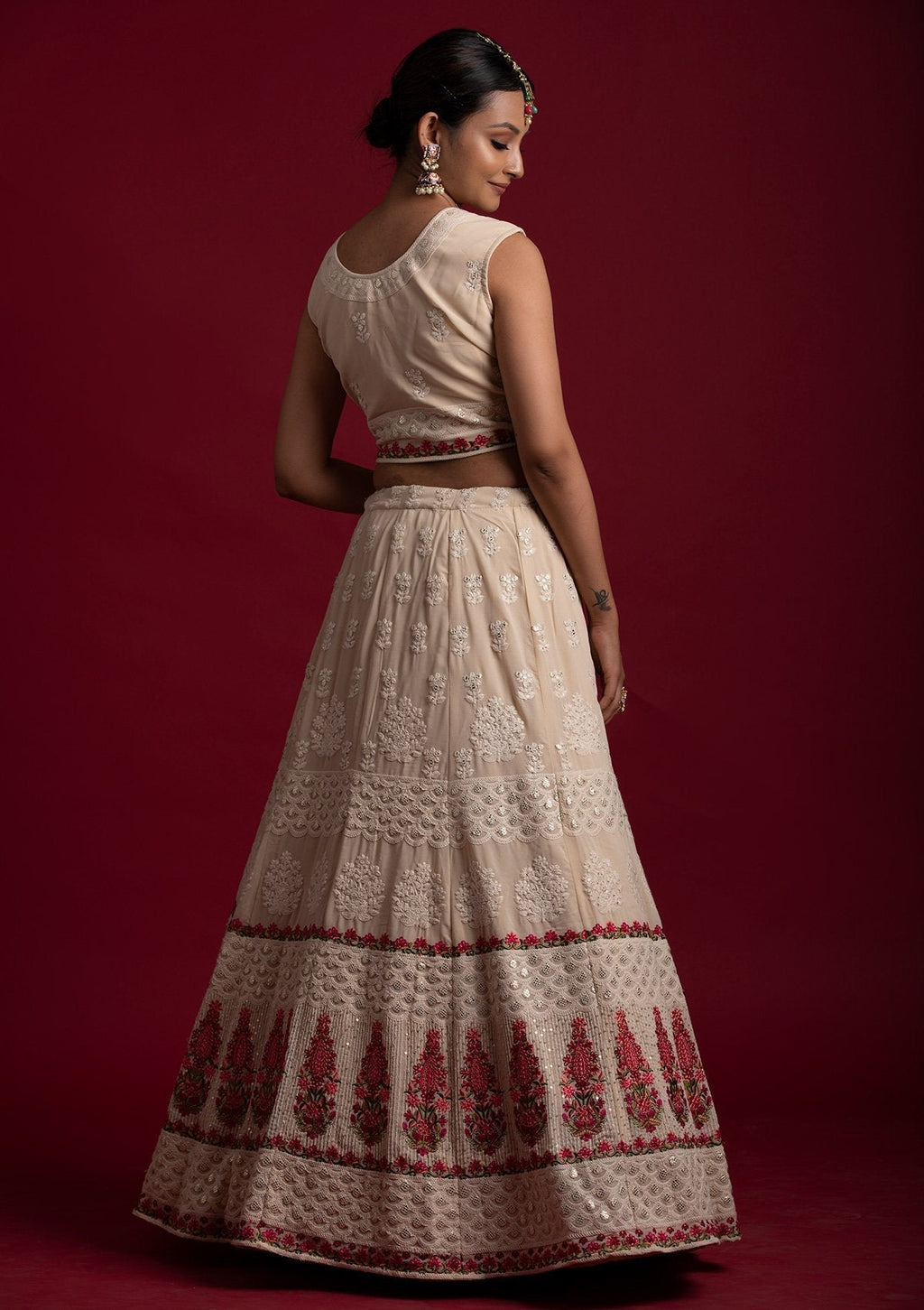 Off White  Georgette Designer Lehenga Choli