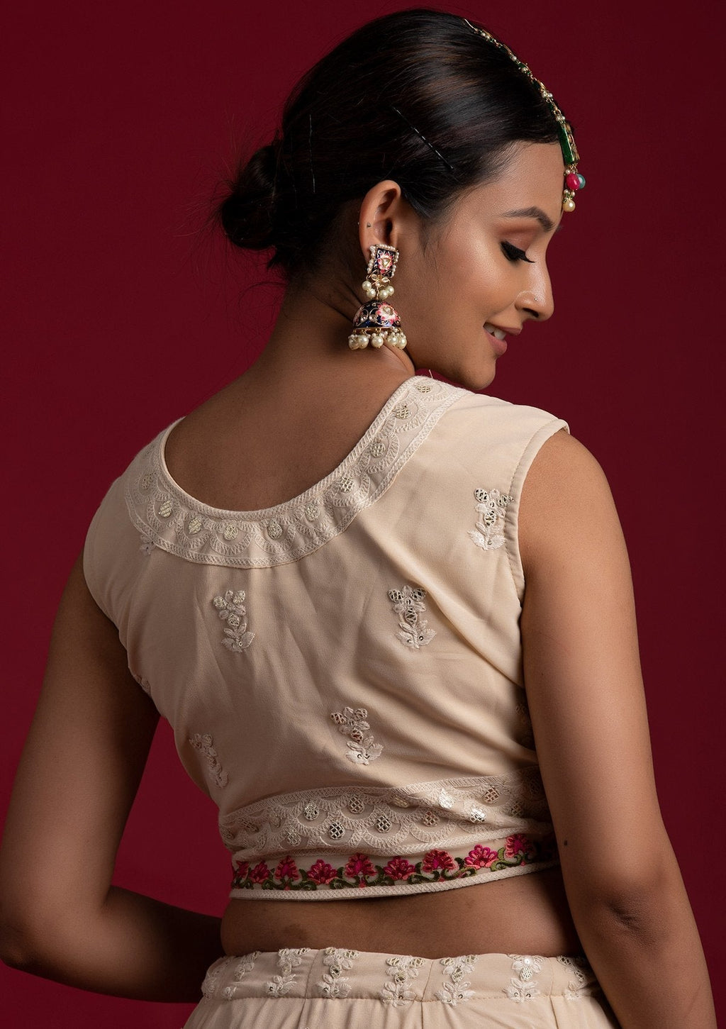 Off White  Georgette Designer Lehenga Choli