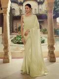 Olive Georgette Saree With Unstitched Blouse