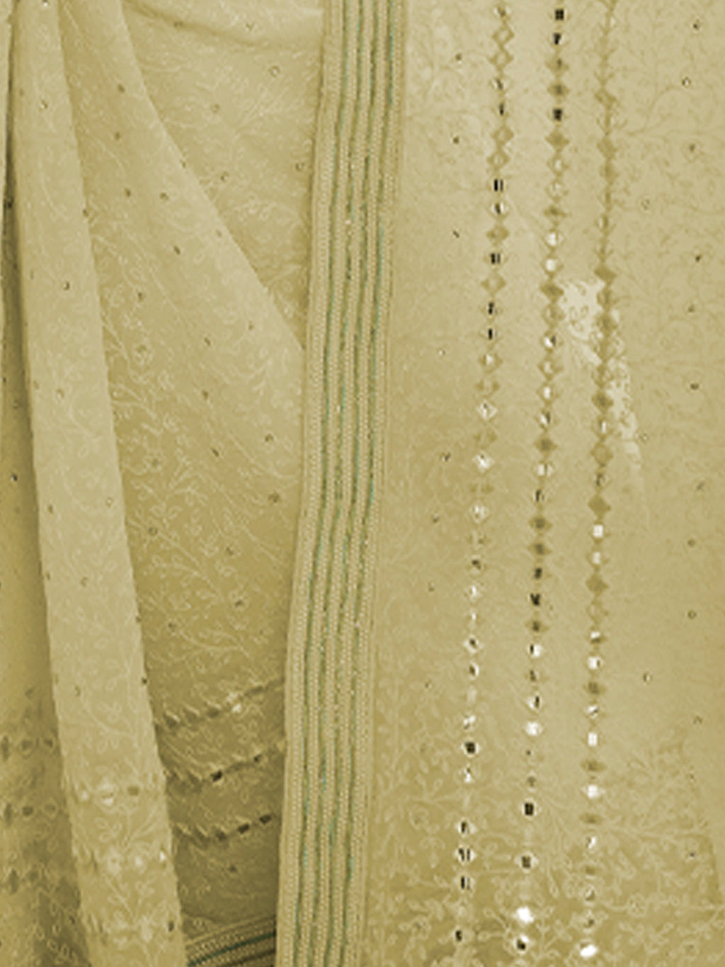 Olive Georgette Saree With Unstitched Blouse