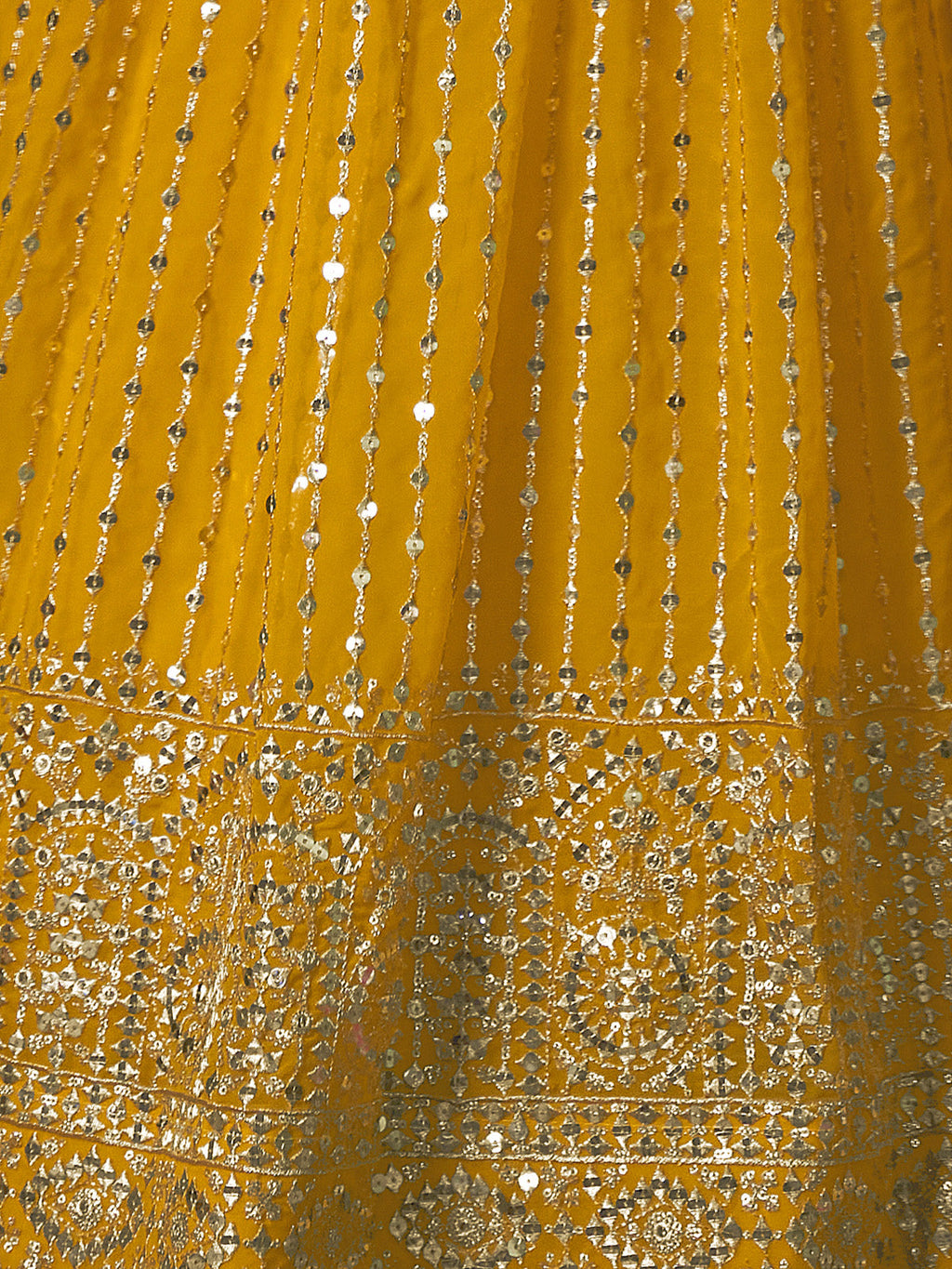 Yellow Embroidered Semi Stitched Lehenga With Unstitched Blouse