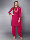 Fancy Pink Semi Stitched Kurta Set