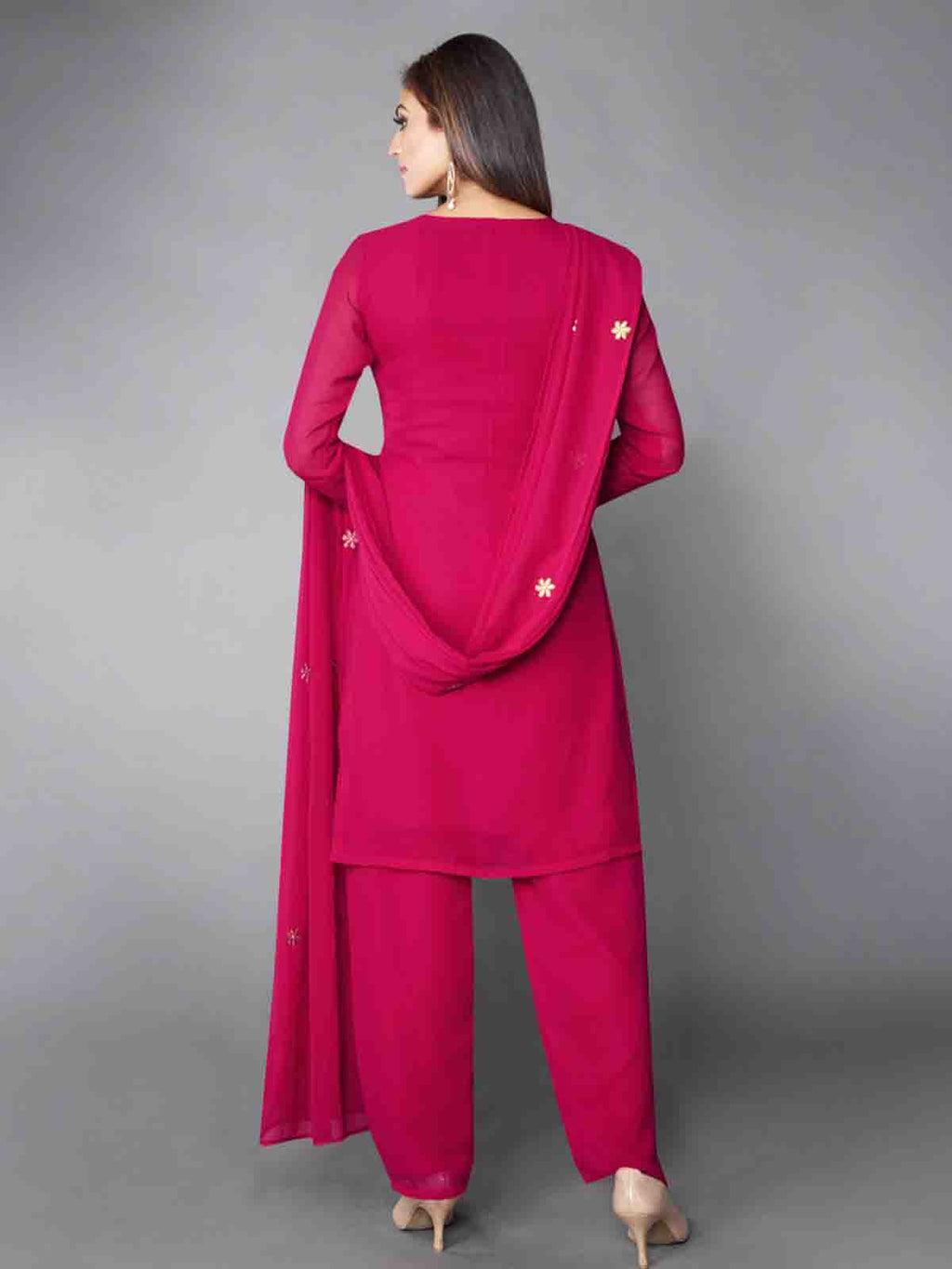 Fancy Pink Semi Stitched Kurta Set
