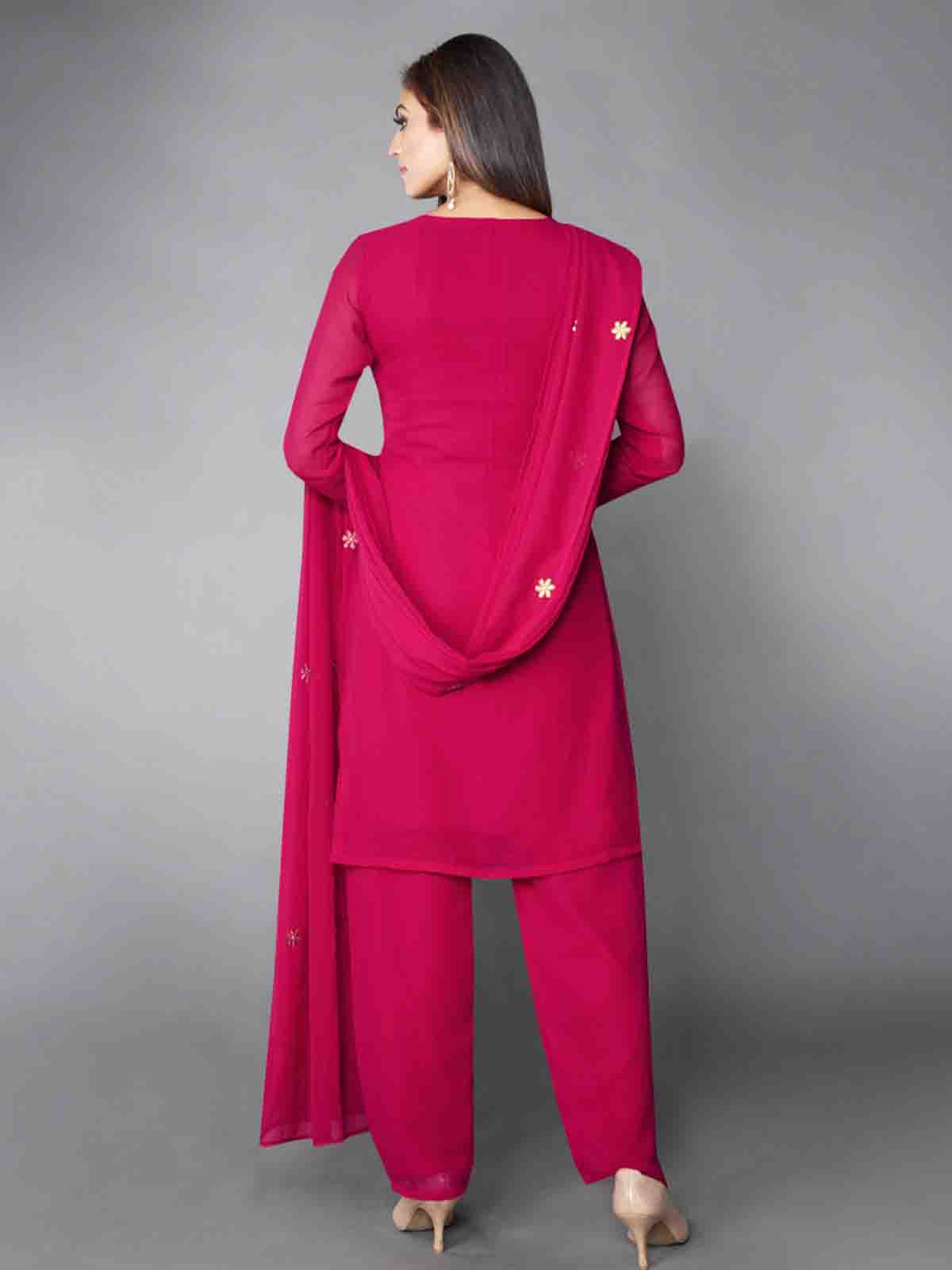 Fancy Pink Semi Stitched Kurta Set