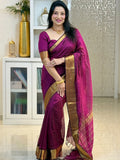 Glowing Purple Soft Silk Saree With Embellished Blouse Piece