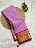 Woebegone Lavender Soft Silk Saree With Mellifluous Blouse Piece