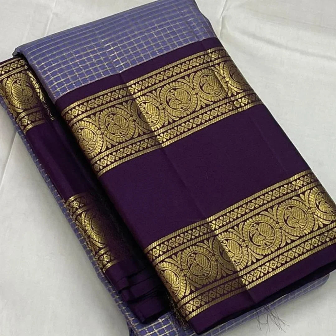 Moiety Lavender Soft Silk Saree With Transcendent  Blouse Piece